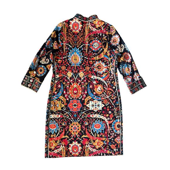 Gretchen Scott Mandarin Jersey Midi Dress Carpet Black Multi Size Medium - Picture 4 of 11